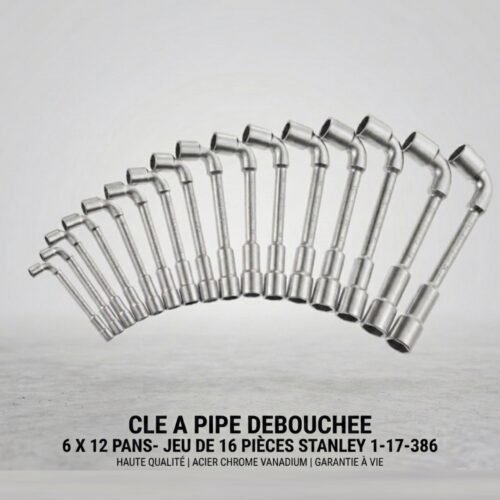 CLÉ À PIPE DÉBOUCHÉE 6X12 PANS-JEUX DE 15 PIÈCES STANLEY 1-17-386