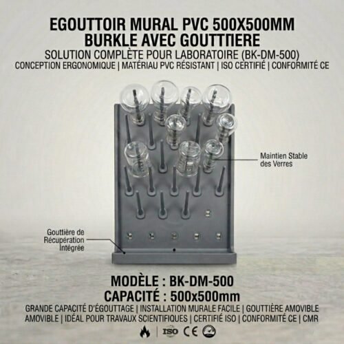 EGOUTTOIR MURAL PVC 500X500MM BURKLE AVEC GOUTTIERE