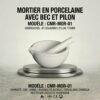 MORTIER PORCELAINE A BEC 250 ; 500ML D.163X82MM PILON 175MM