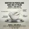 MORTIER PORCELAINE A BEC 250 ; 500ML D.163X82MM PILON 175MM