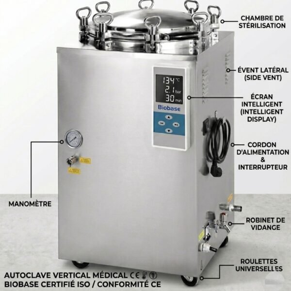 AUTOCLAVE : JIBIMED 35L 50L 75L 100L 120L 150L substrat de champignon alimentaire commercial stérilisateur autoclave