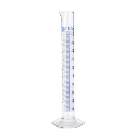 ÉPROUVETTE EN VERRE BOROSILICATÉ 3.3, FORME HAUT, GRADUÉE, CLASSE A