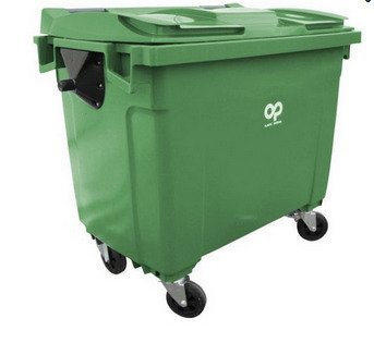 Grande Poubelle Verte De 1100 Litres Mobile En Plastique Dur Avec Des Roues