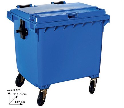 POUBELLE A DECHETS DE 1000 LITRES - TOUTES COULEURS