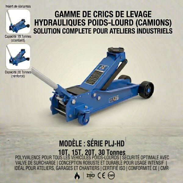 Cric rouleur camion poids lourd hydro-pneumatique 20 – 40 T 2 étages 2 étages MW Tools HPK2040Lde la marque MW Tools